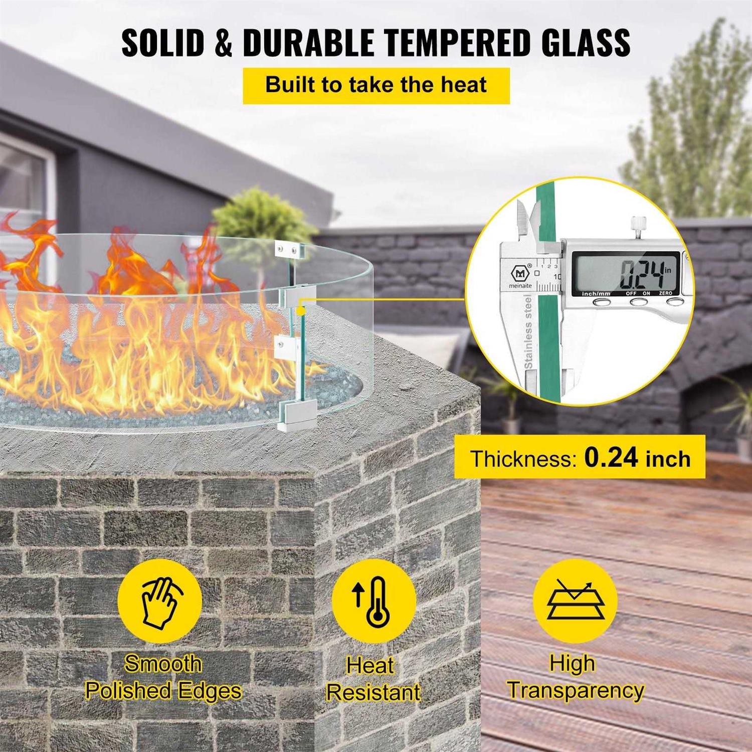 VEVOR Fire Pit Wind Guard Glass Flame Guard - Image 2