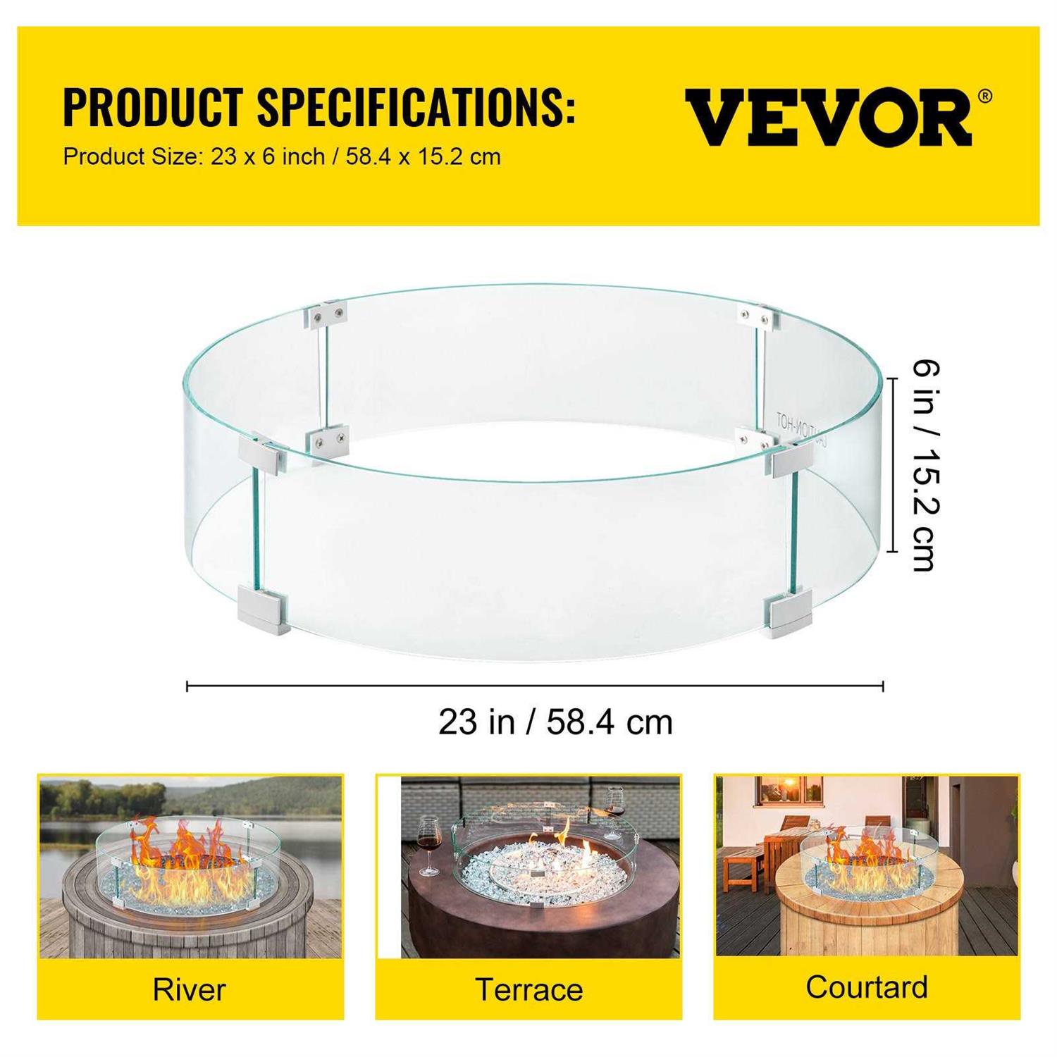 VEVOR Fire Pit Wind Guard Glass Flame Guard - Image 3