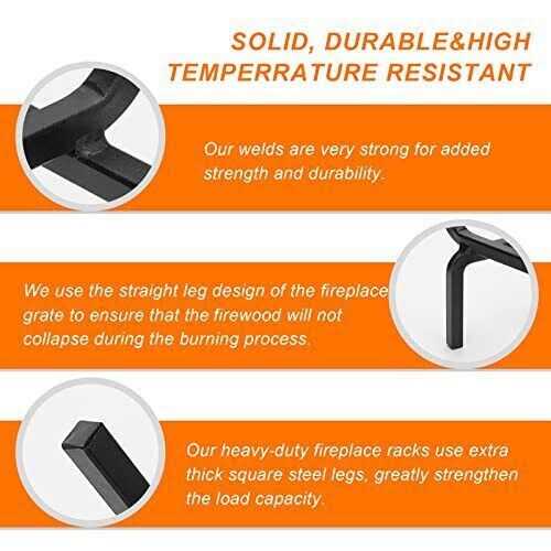 Twentynext Fireplace Grate Heavy Duty Solid Steel Fire Grate Wood Log Rack Stove Firewood Holder Fire Pit - Image 2