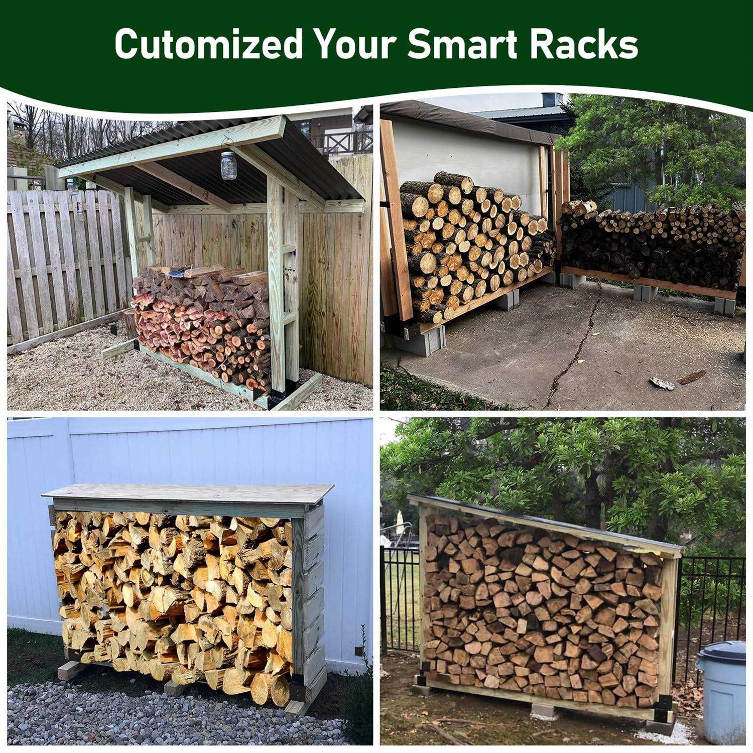 Tramull Outdoor Firewood Log Rack Bracket Kit Fireplace Wood Storage Holder - Image 3