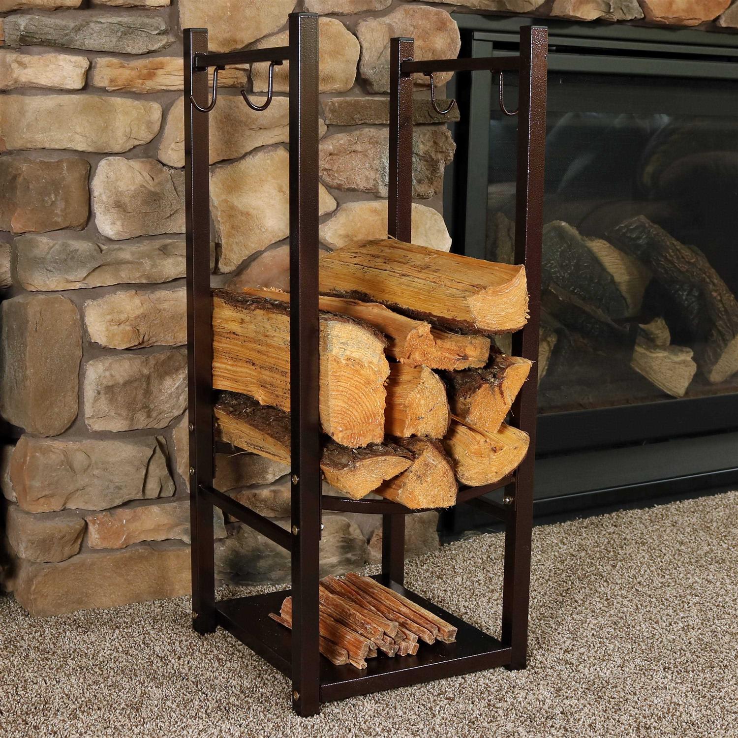 Sunnydaze Decor Indoor/Outdoor Firewood Log Rack with Tool Holders - Image 4