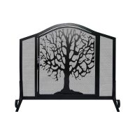 The Urban Port 43 Inches 3 Panel Iron Fireplace Screen Mesh Design Arched Top UPT-232047