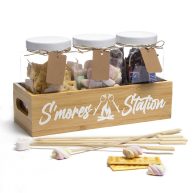 Smores Kit for Fire Pit Smores Caddy with Jar & Smores Sticks for Smores Maker