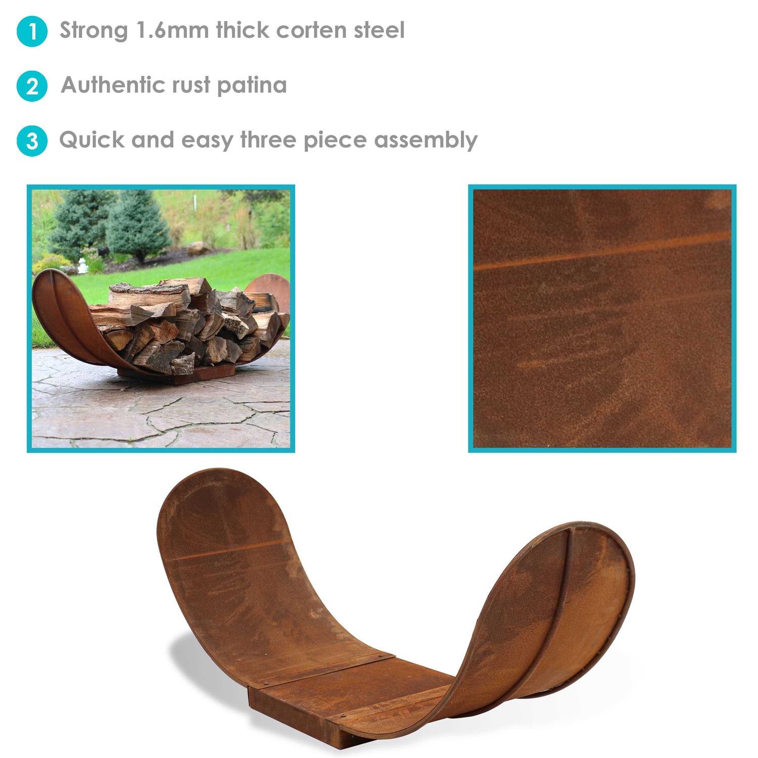 Sunnydaze 4′ Rustic Outdoor Curved Firewood Log Rack - Image 4