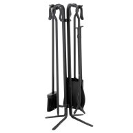 Uniflame 5 Piece Black Wrought Iron Fireset with Crook Handles T18070BK