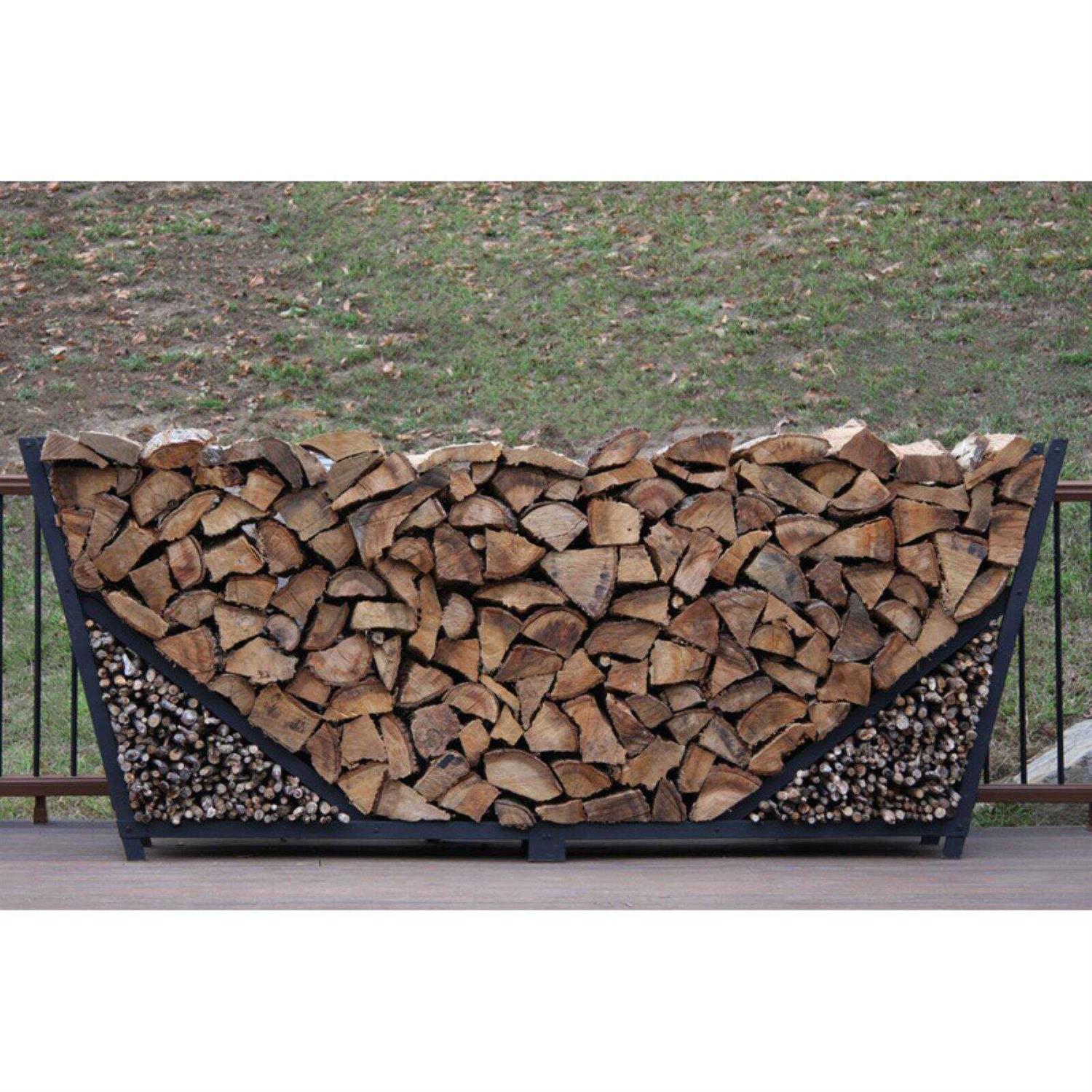 Shelter-It 8′ Slanted Firewood Log Rack with Kindling Kit