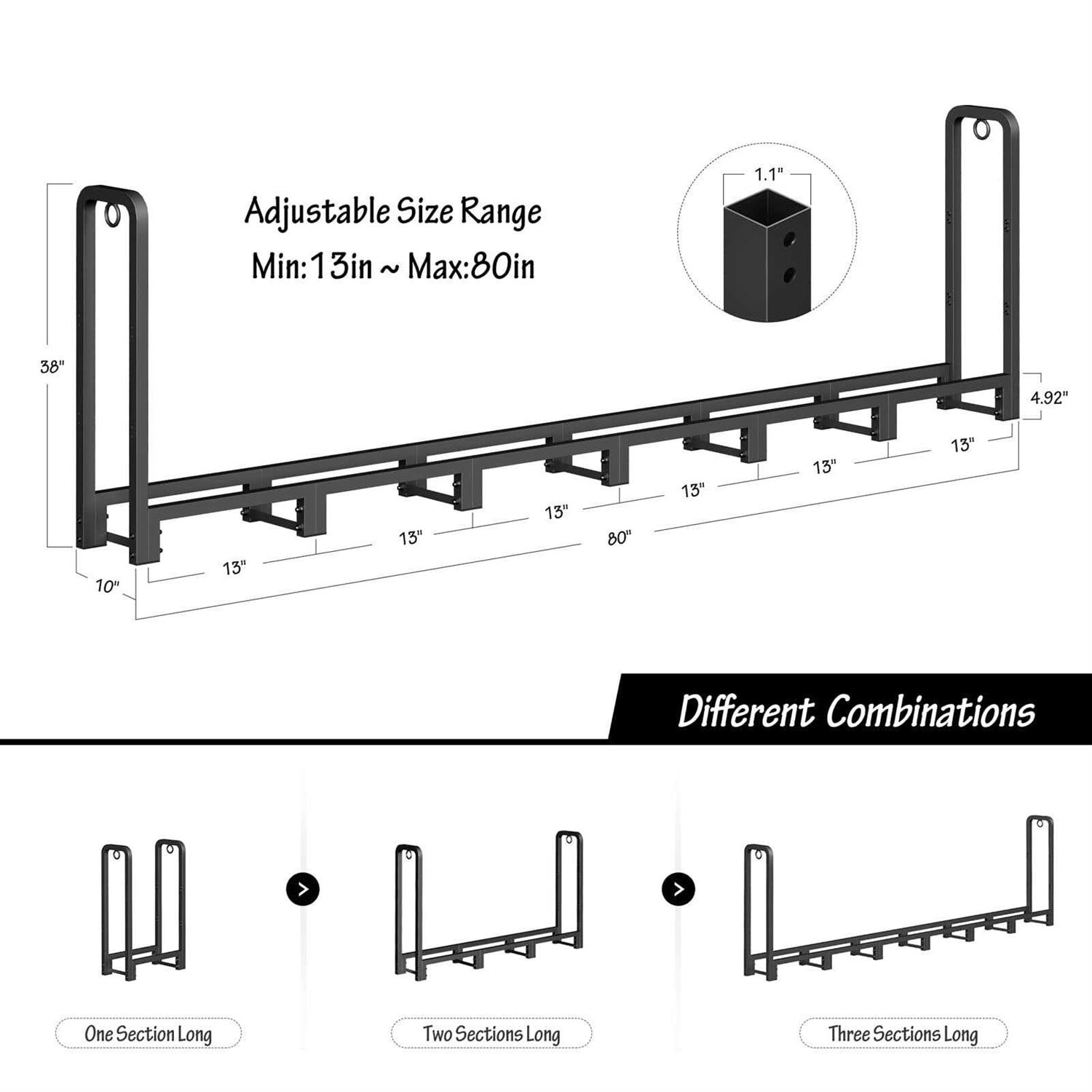 SunyesYo Firewood Rack Outdoor Waterproof Cover Heavy Duty Log Rack Indoor Holder - Image 2