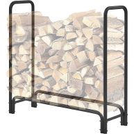 TMEE Firewood Rack Outdoor Heavy Duty Log Rack Firewood Storage Rack Holder Steel Tubular Easy Assemble Fire Wood Rack for Patio Kindling Logs