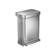simplehuman 55-Liter Brushed Stainless Steel Rectangular Step Trash Can