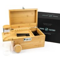 Viking Factory Decorative Box Set with Combination Lock Premium Large Bamboo Storage Box Removable Tray Brush