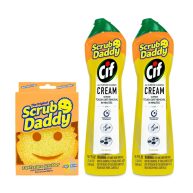 Scrub Daddy OG + Cif All Purpose Cleaning Cream Lemon Multi Surface Household Cleaning Cream + Scrub Daddy Scratch-Free Multipurpose Dish Sponge