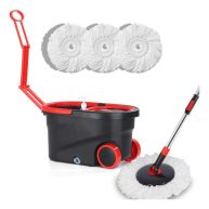 Spin Mop Bucket, Microfiber Spin Mop and Bucket Floor Cleaning System, Mop and Bucket with Wringer Set