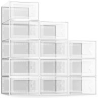 SEE SPRING Large 12 Pack Shoe Storage Box Clear Plastic Stackable Shoe Organizer for Closet