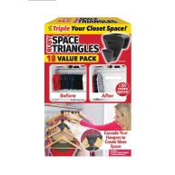 Ruby Space Triangles, Closet Space Saver, Strong Plastic, Black, 18 Pack