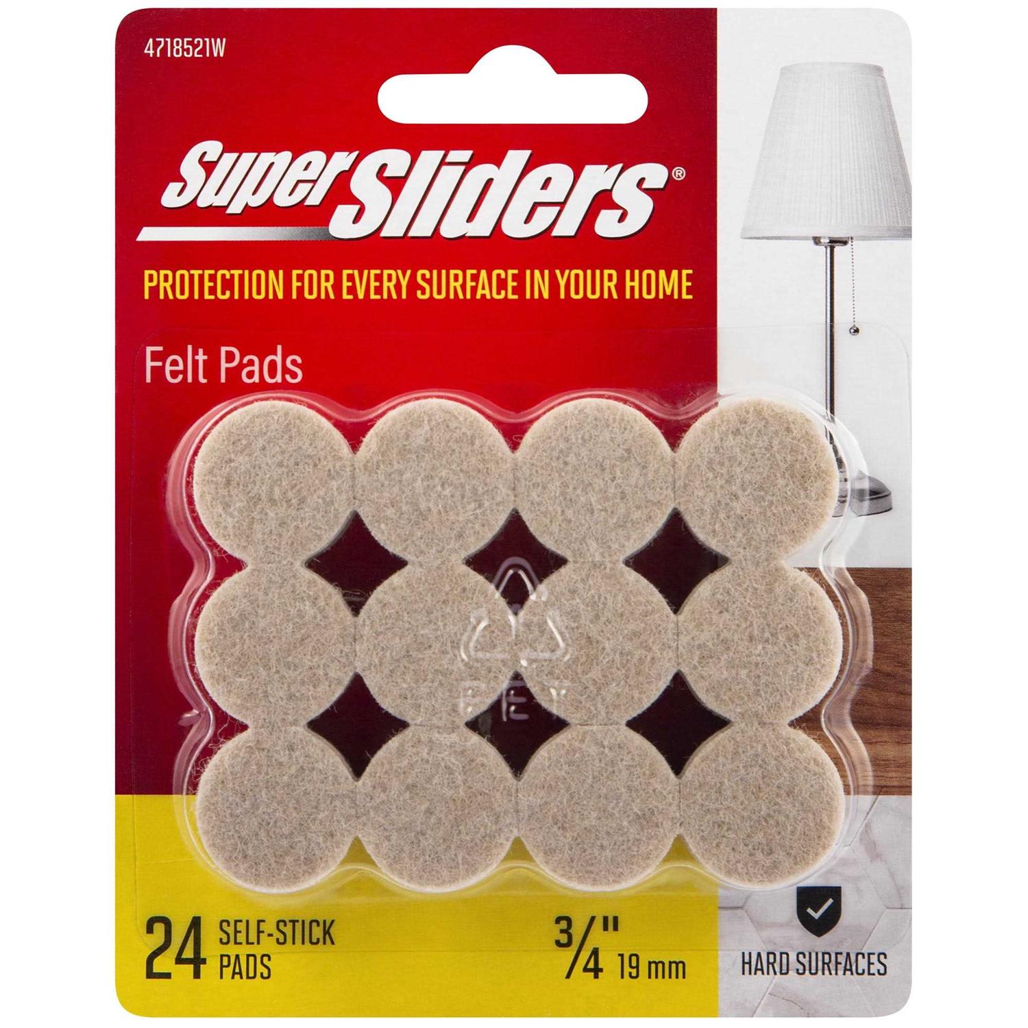 Super Sliders Round Self Stick Felt Furniture Pads for Hardwood
