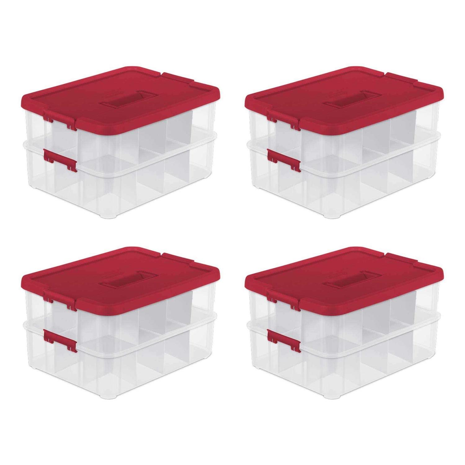 Sterilite 2-Layer Red Ornament Storage Box