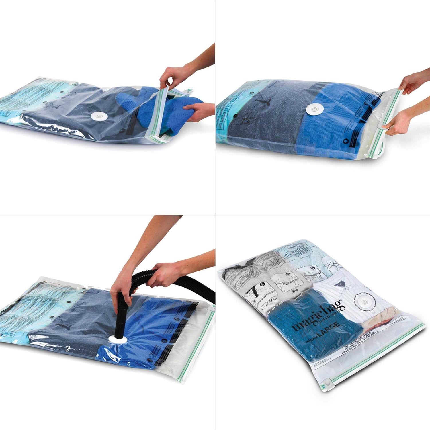 Smart Design MagicBag Instant Space Saver Storage 1 Jumbo Tote with 4 Flat Large Compression Bags - Image 3