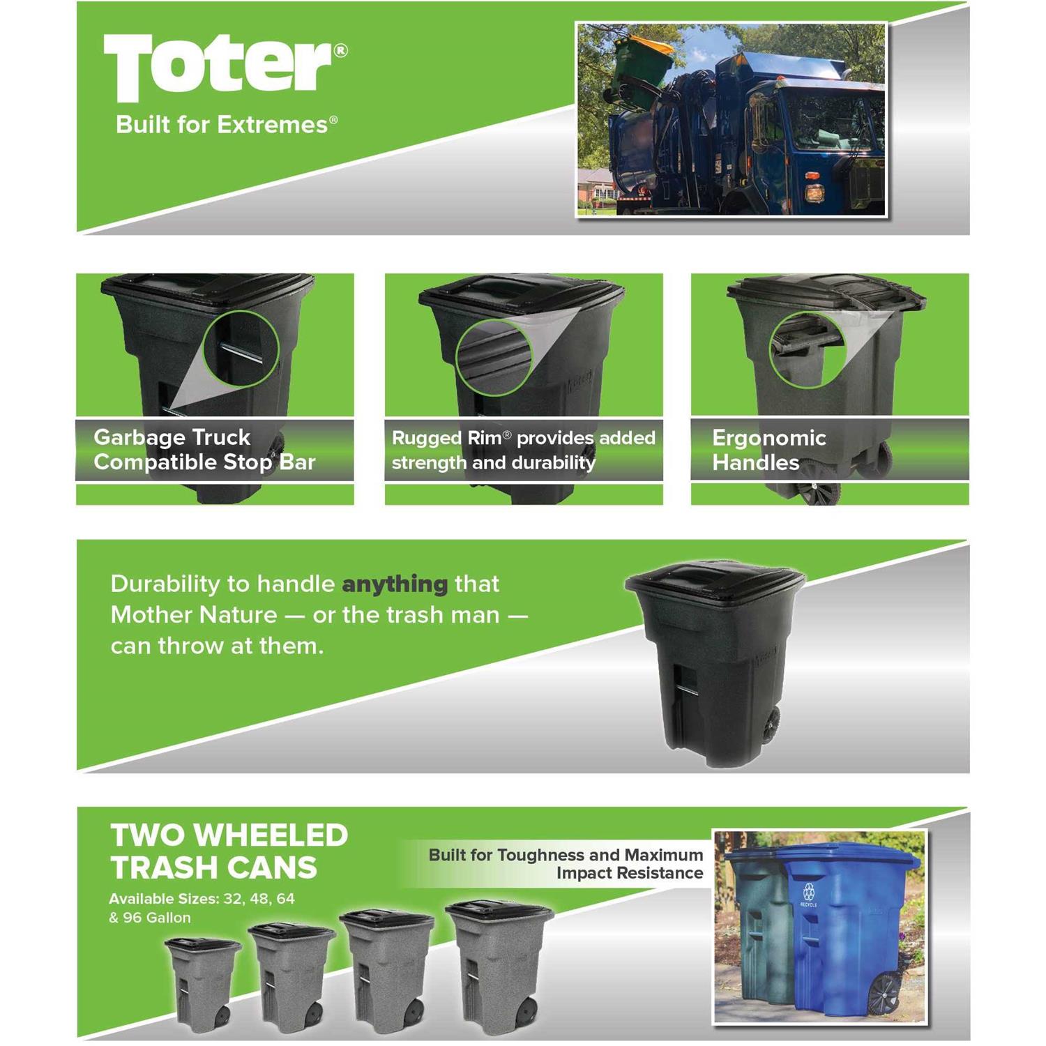 Toter 96 gal. Polyethylene Wheeled Recycling Bin - Image 4