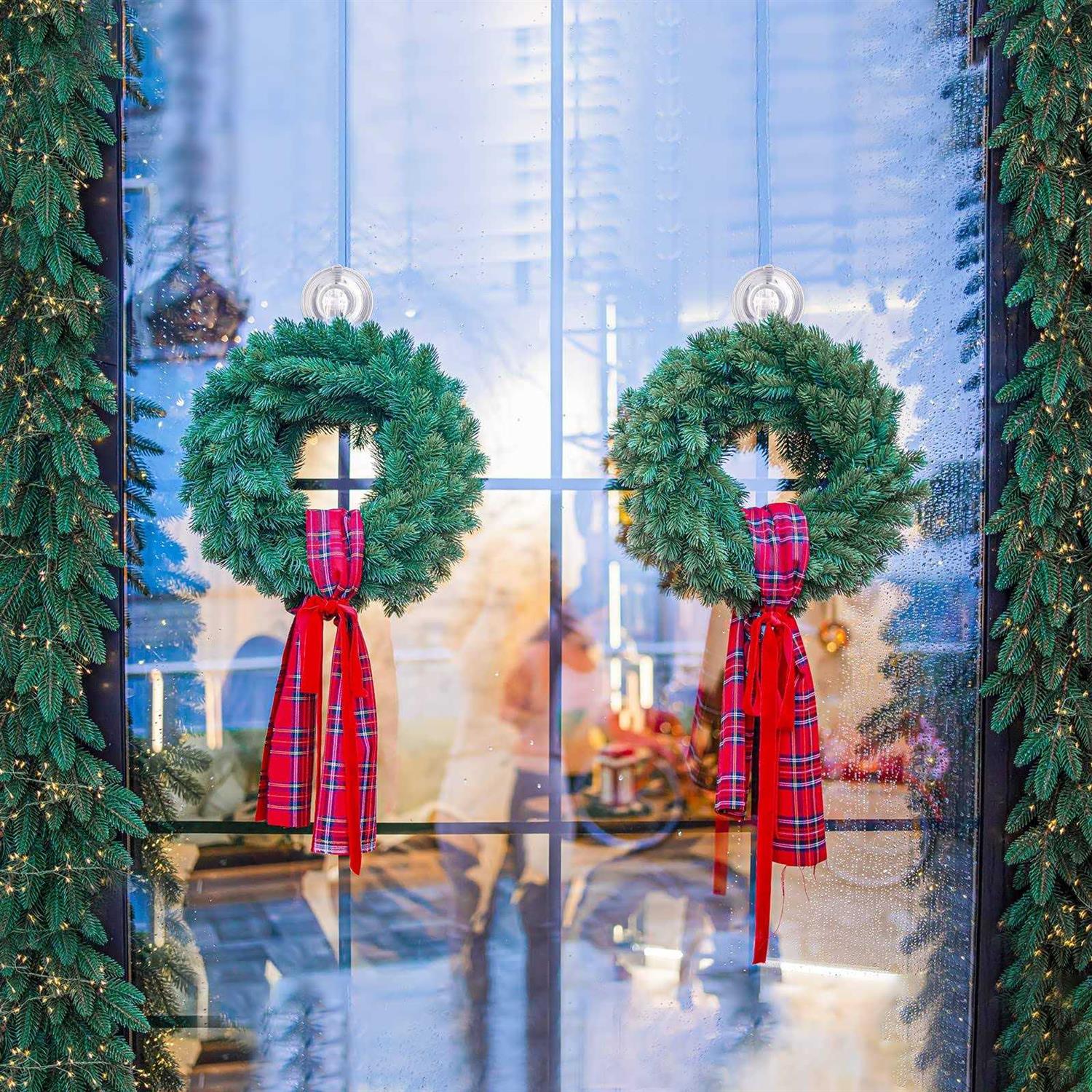 VIS’V Wreath Hanger Large Clear Heavy Duty Suction Cup Wreath Hooks with Wipes 22 LB Removable Strong Window Glass Door Suction Cup Wreath Holder - Image 2