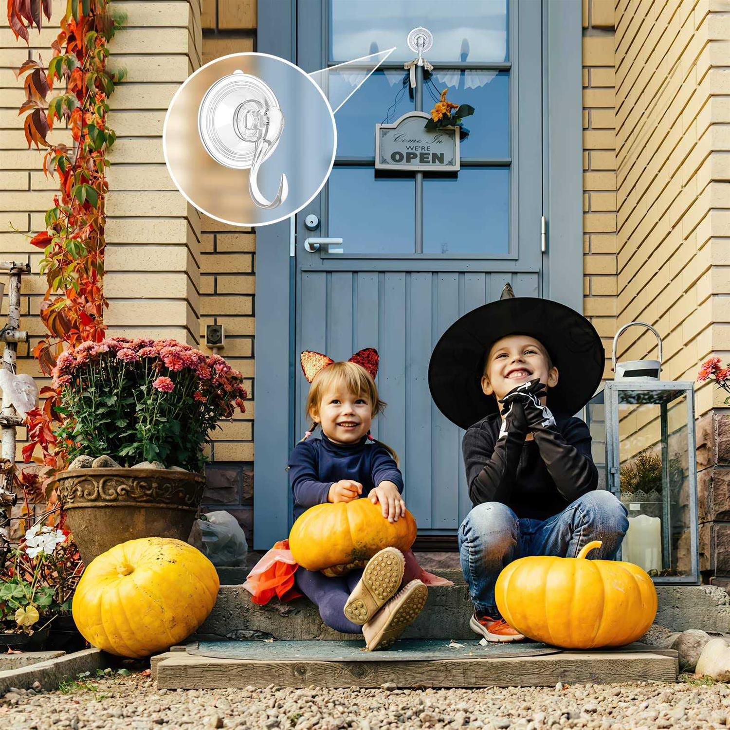 VIS’V Wreath Hanger Large Clear Heavy Duty Suction Cup Wreath Hooks with Wipes 22 LB Removable Strong Window Glass Door Suction Cup Wreath Holder - Image 5