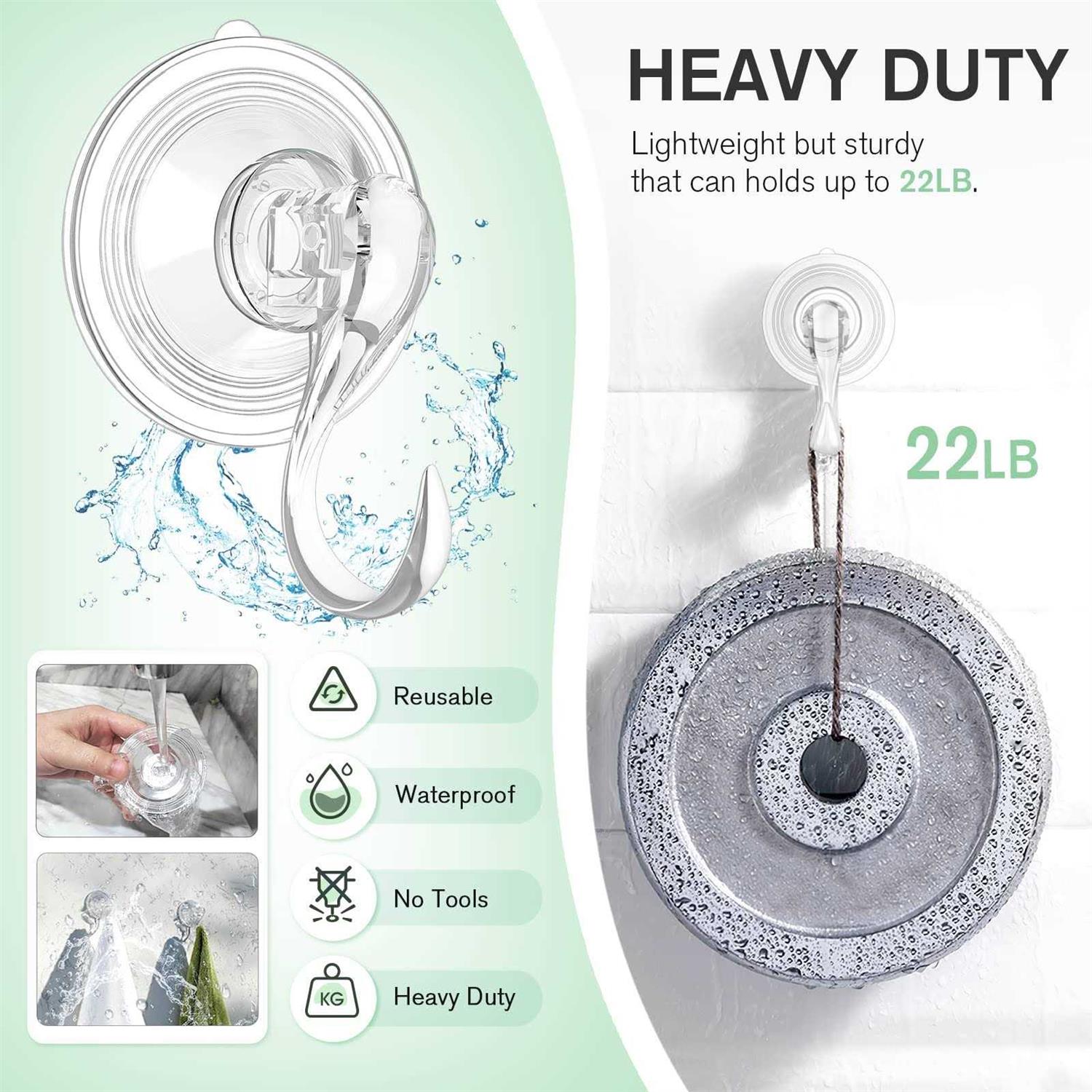 VIS’V Wreath Hanger Large Clear Heavy Duty Suction Cup Wreath Hooks with Wipes 22 LB Removable Strong Window Glass Door Suction Cup Wreath Holder - Image 3