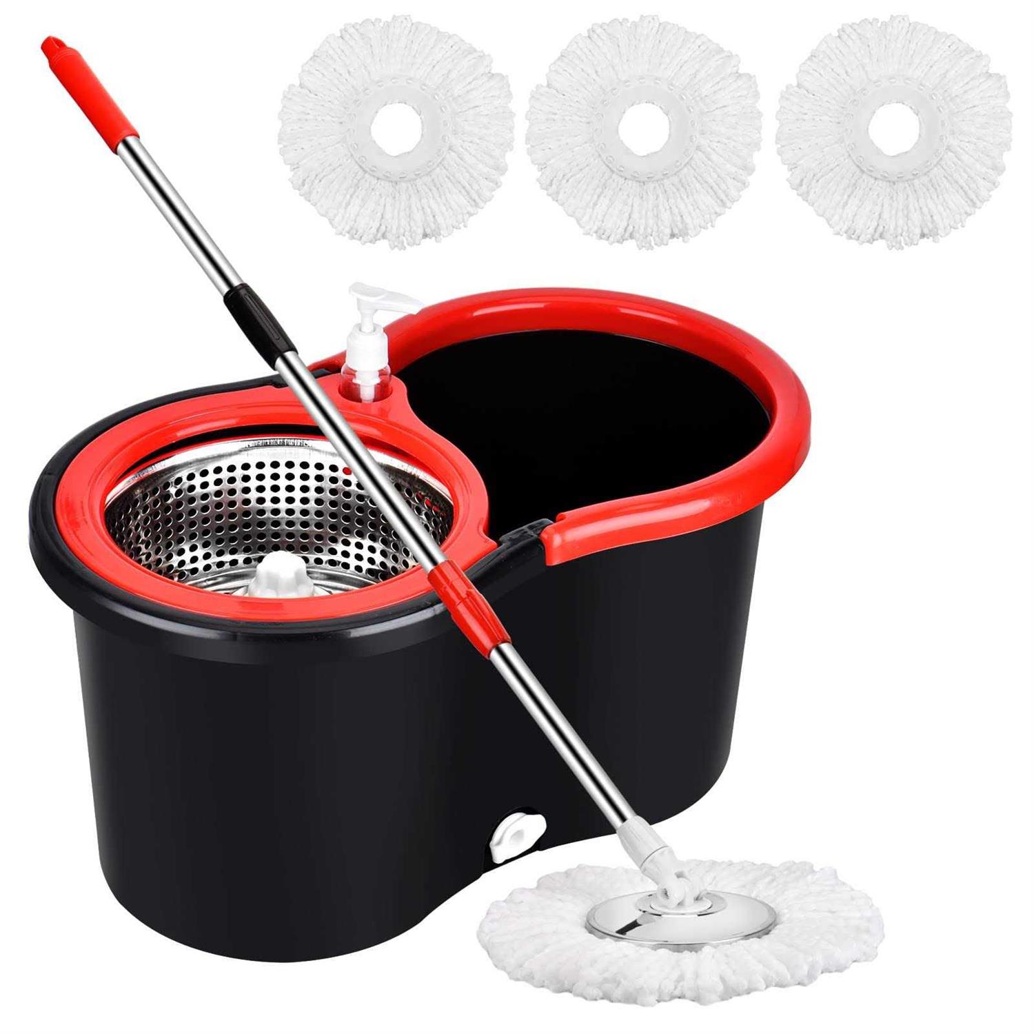 Spin Mop Bucket, 360 Spin Mop and Bucket System with 3 Mop Heads