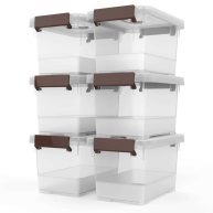 WYT Clear Storage Latch Box 6 Pack Storage Organizer Bins with Latching Handle and