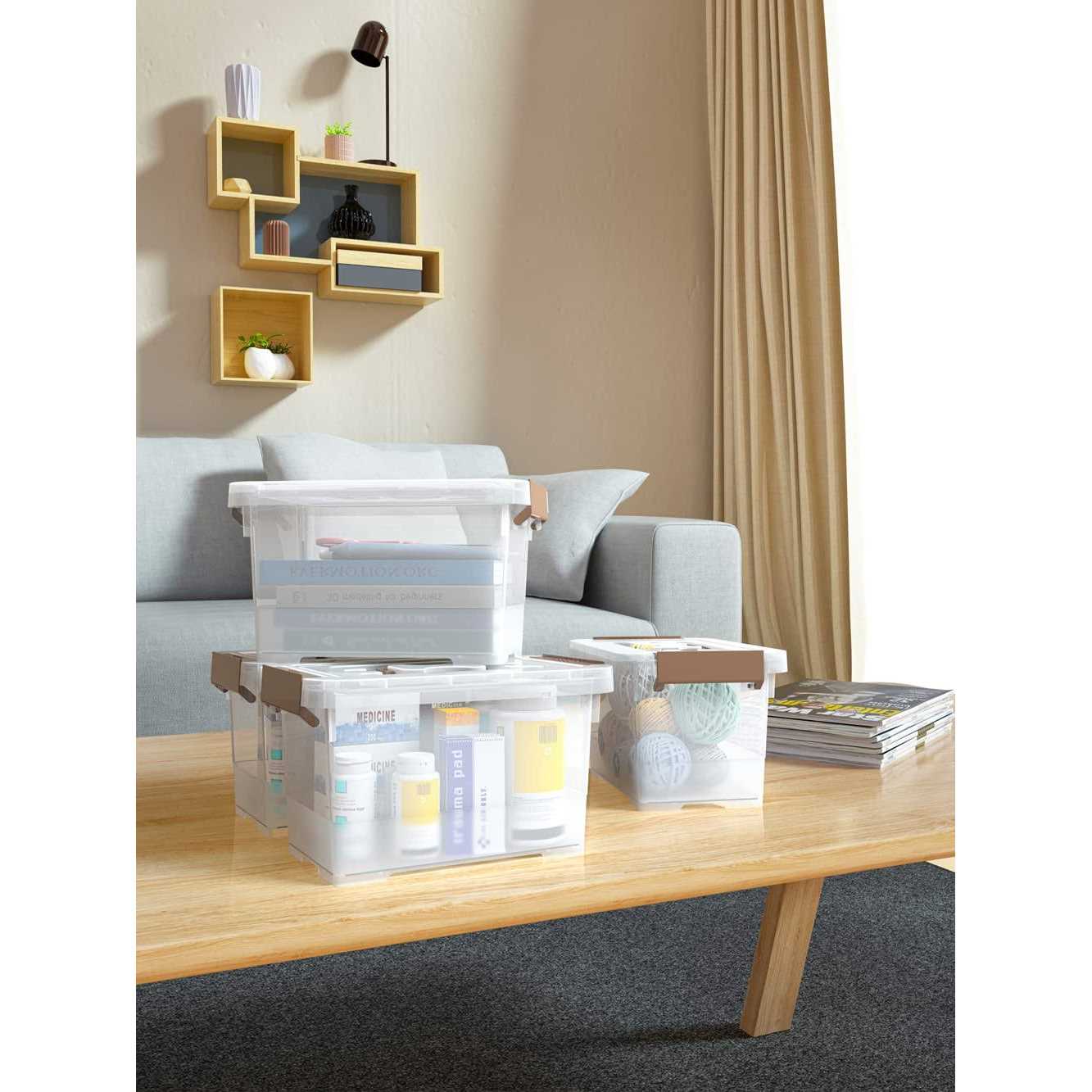 WYT Clear Storage Latch Box 6 Pack Storage Organizer Bins with Latching Handle and - Image 2