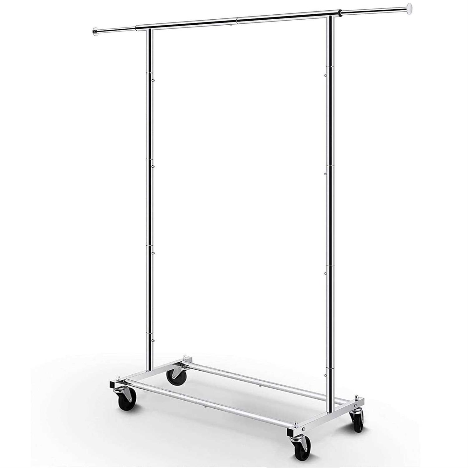 Simple Trending Standard Rod Clothing Garment Rack Rolling Clothes Organizer on Wheels for Hanging Clothes