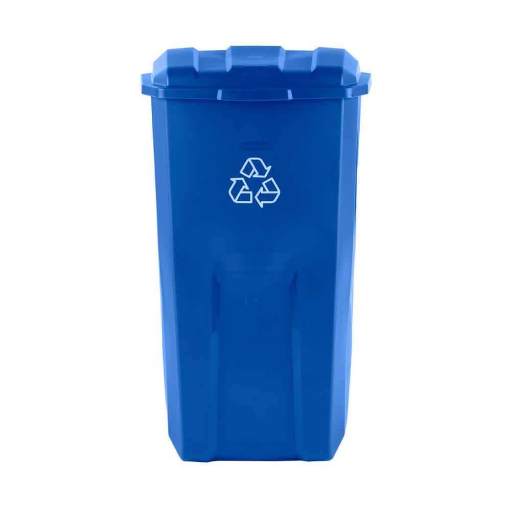 Rubbermaid Roughneck 45 Gal. Vented Blue Wheeled Recycling Trash Container