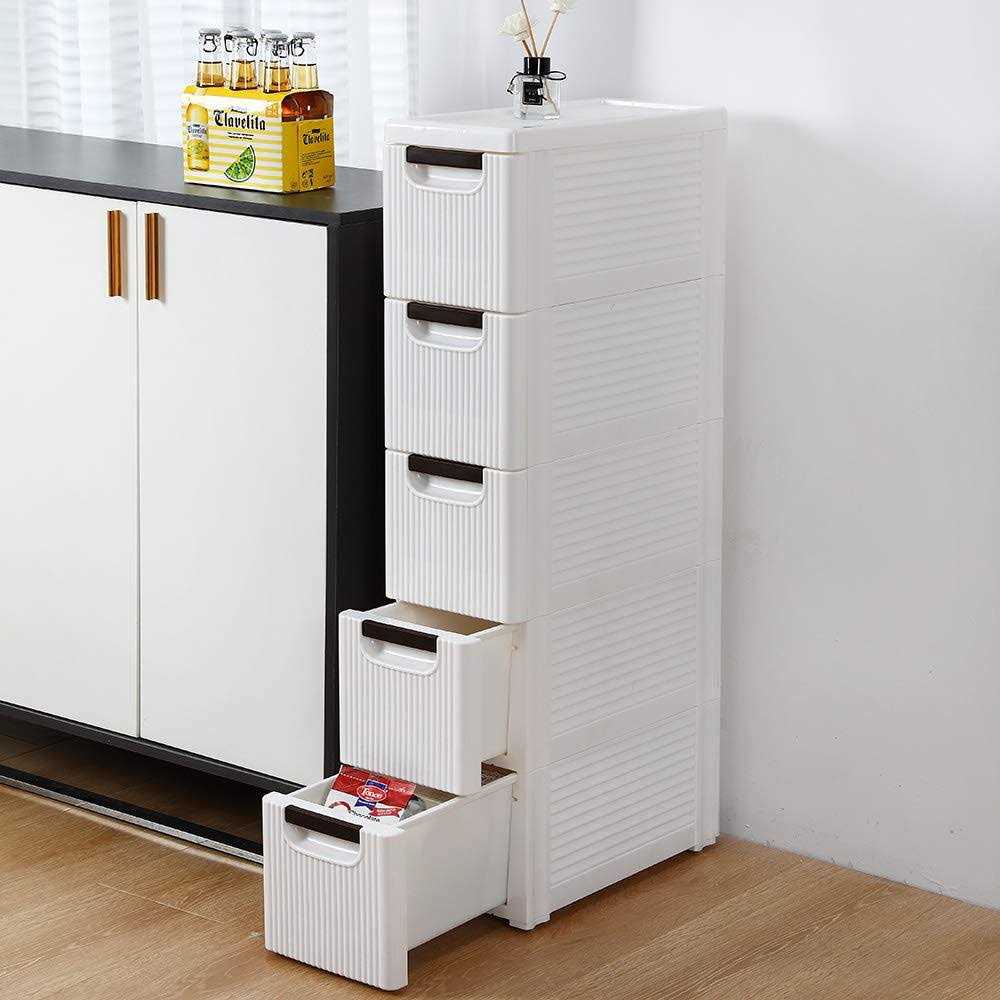 Rolling Cart Organizer Unit,Rolling Cart Organizer Unit with Wheels Narrow Slim Container Storage Cabinet for Bathroom Bedroom - Image 2