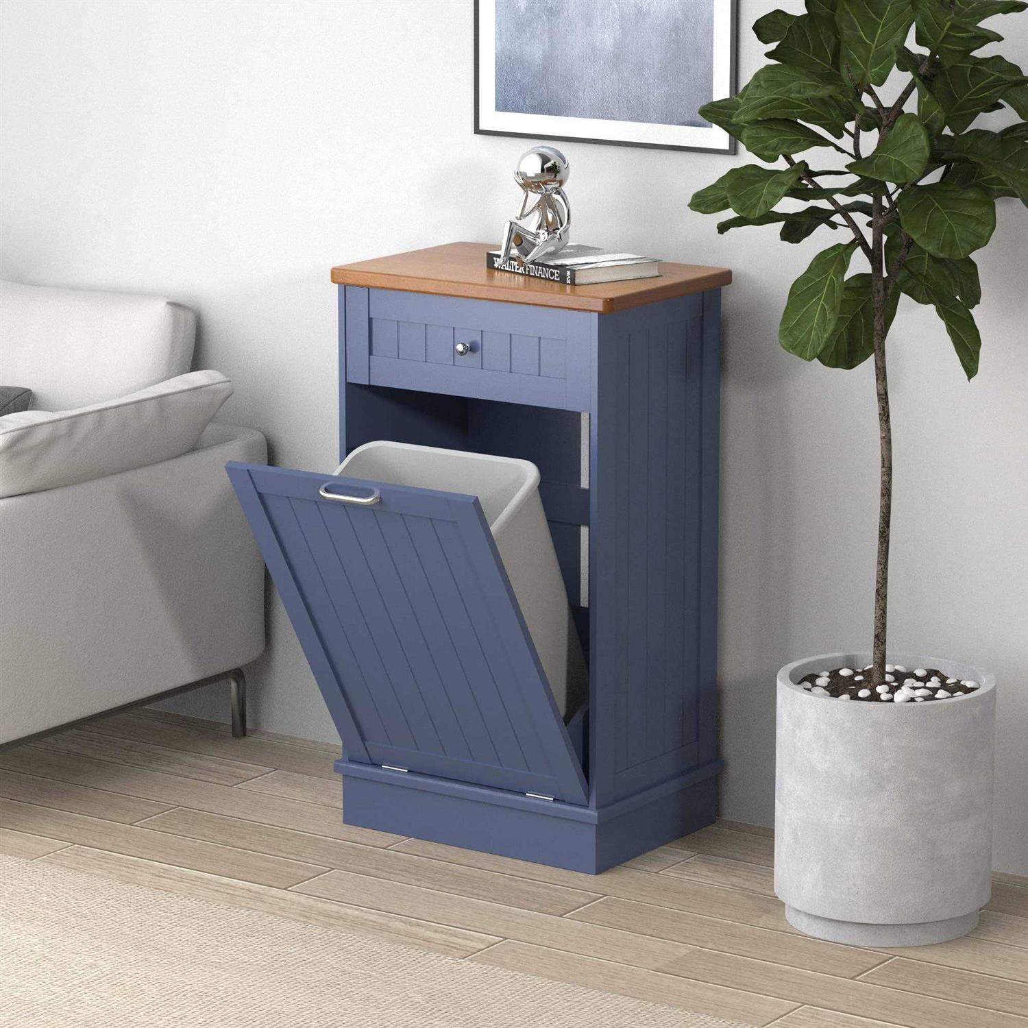 Tilt Out Trash Cabinet 10 Gallon Wooden Free Standing TOLEAD Finish/Color - Image 3