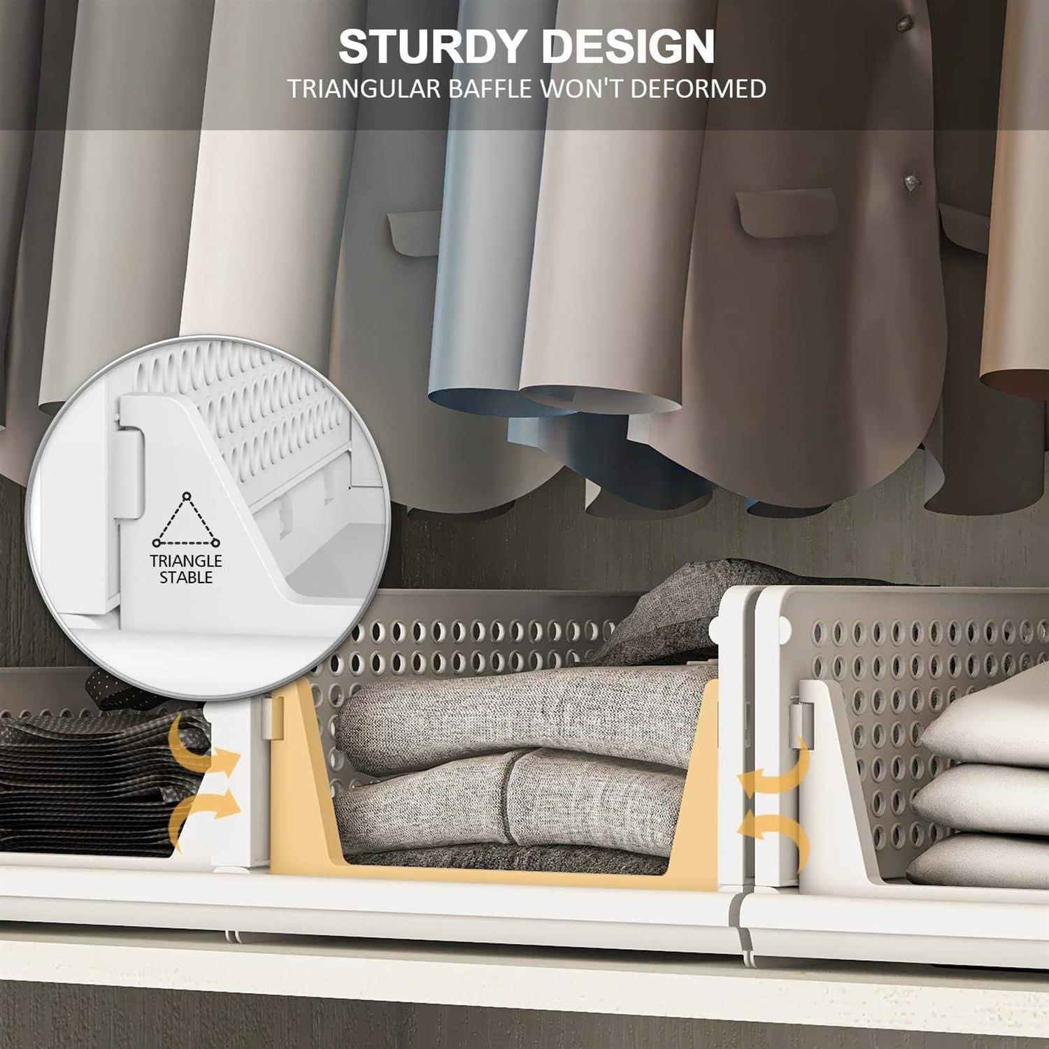 UAK 4 Pack Stackable Plastic Storage Basket for Closet Wardrobe Organizer and Storage Bin Sweater Drawer Shelf Storage Container for Cupboard - Image 4