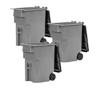 Set of 3 Mini Trash Cans With Lid & Wheels for WWE Wrestling Action Figures