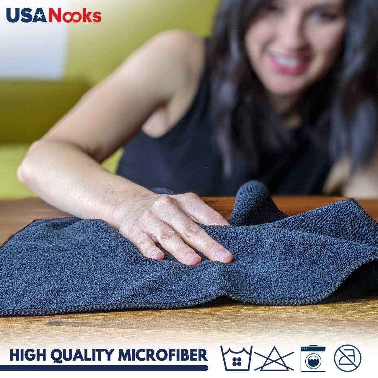 Usanooks Microfiber Cleaning Cloth 12Pcs High Performance 1200 Washes - Image 2