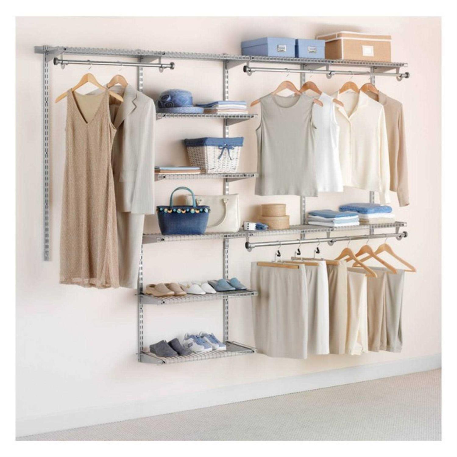 Rubbermaid 4-8ft Expandable Deluxe Closet Kit Storage Solution