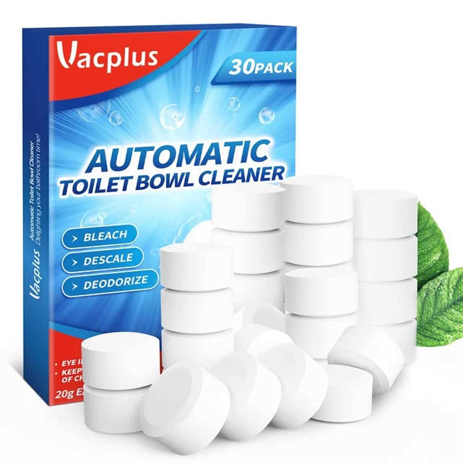 Vacplus Toilet Bowl Cleaner Tablets Automatic Toilet Bowl Cleaners with Bleach