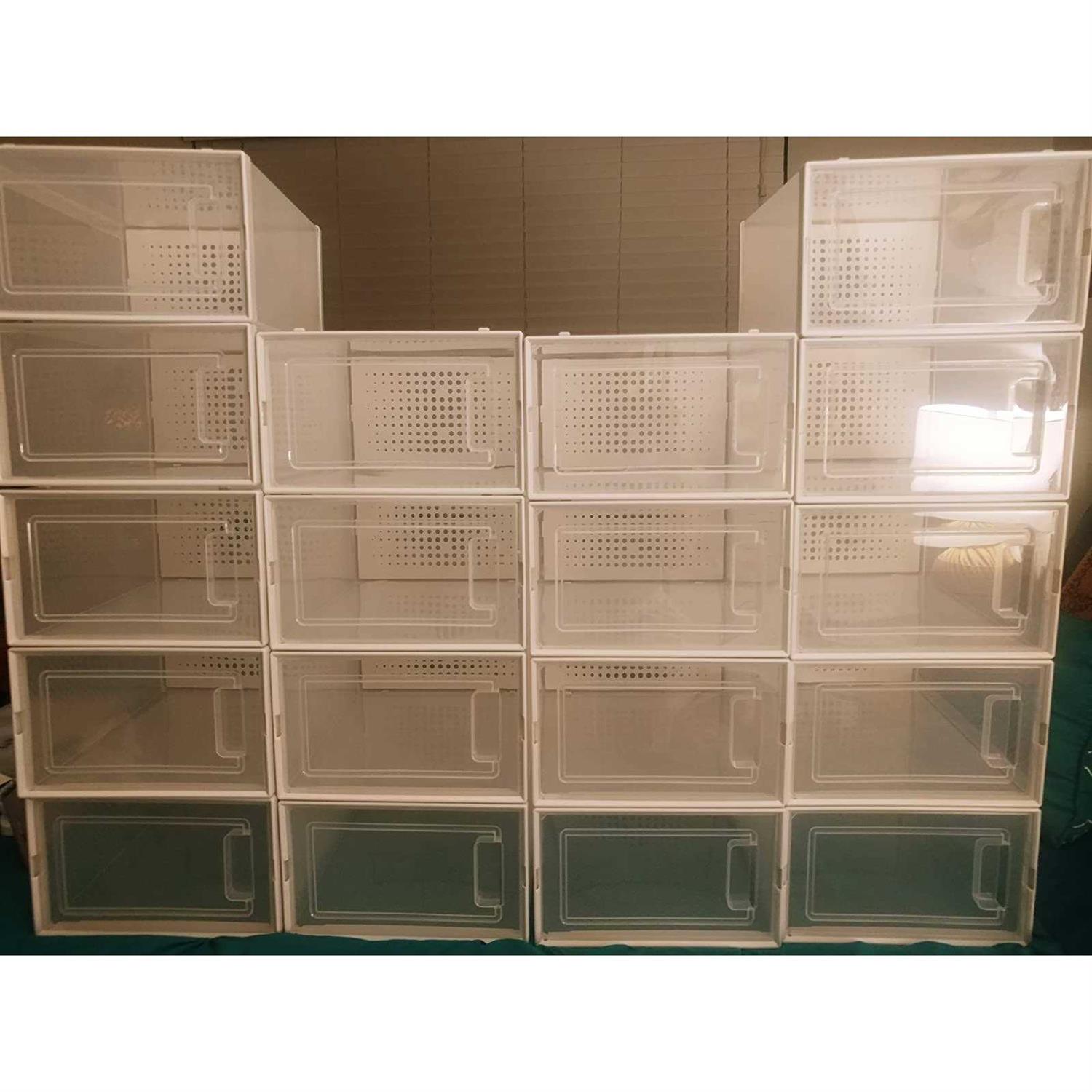 SONGMICS Shoe Boxes Pack of 12 Stackable Shoe Storage Organizers - Image 2