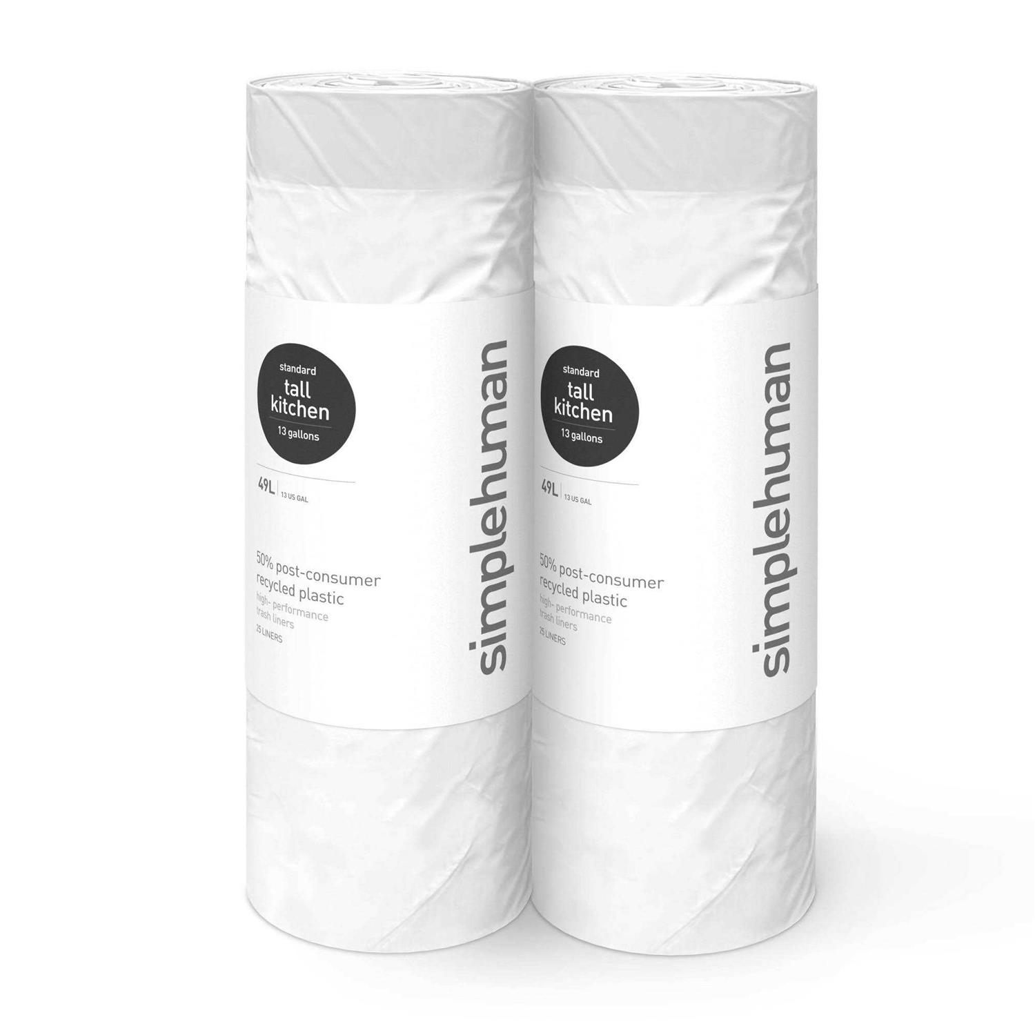 simplehuman 13 Gal. Extra Strong Tall Kitchen Drawstring Trash Bags - Image 4