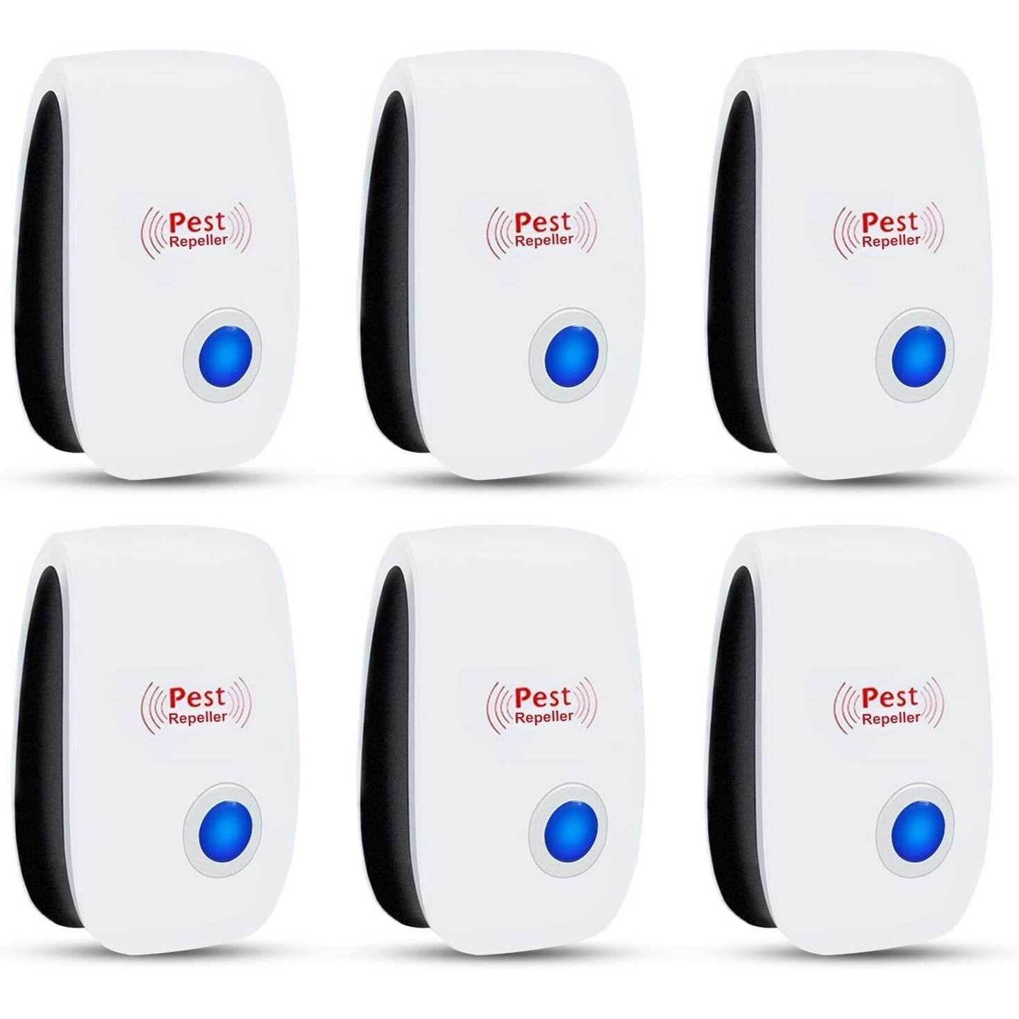 Ultrasonic Pest Repeller Pack of 6 Pest Control Ultrasonic Repellent Electronic Insects Rodents Repellent for Mosquito