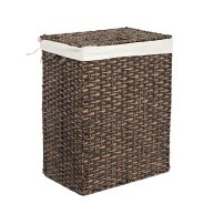 Seville Classics Handwoven Lidded Removable Washable Canvas Liner Portable Laundry Hamper Bin