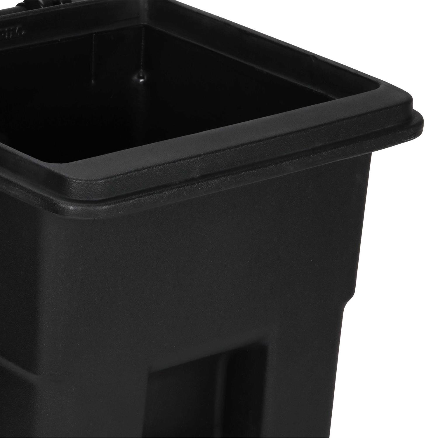 Toter 32 gal. Black Outdoor Trash Can with Attached Lid and Wheels - Image 2