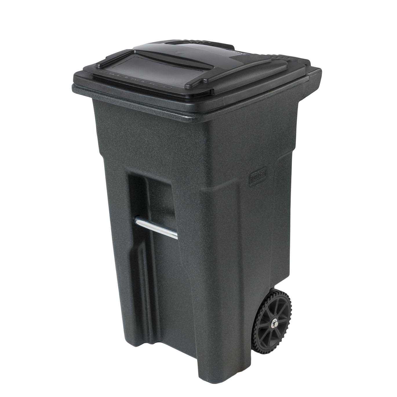 Toter 32 gal. Black Outdoor Trash Can with Attached Lid and Wheels - Image 5