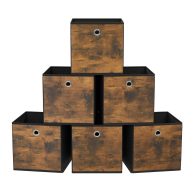 SONGMICS Set of 6 Brown & Black Folding Storage Box