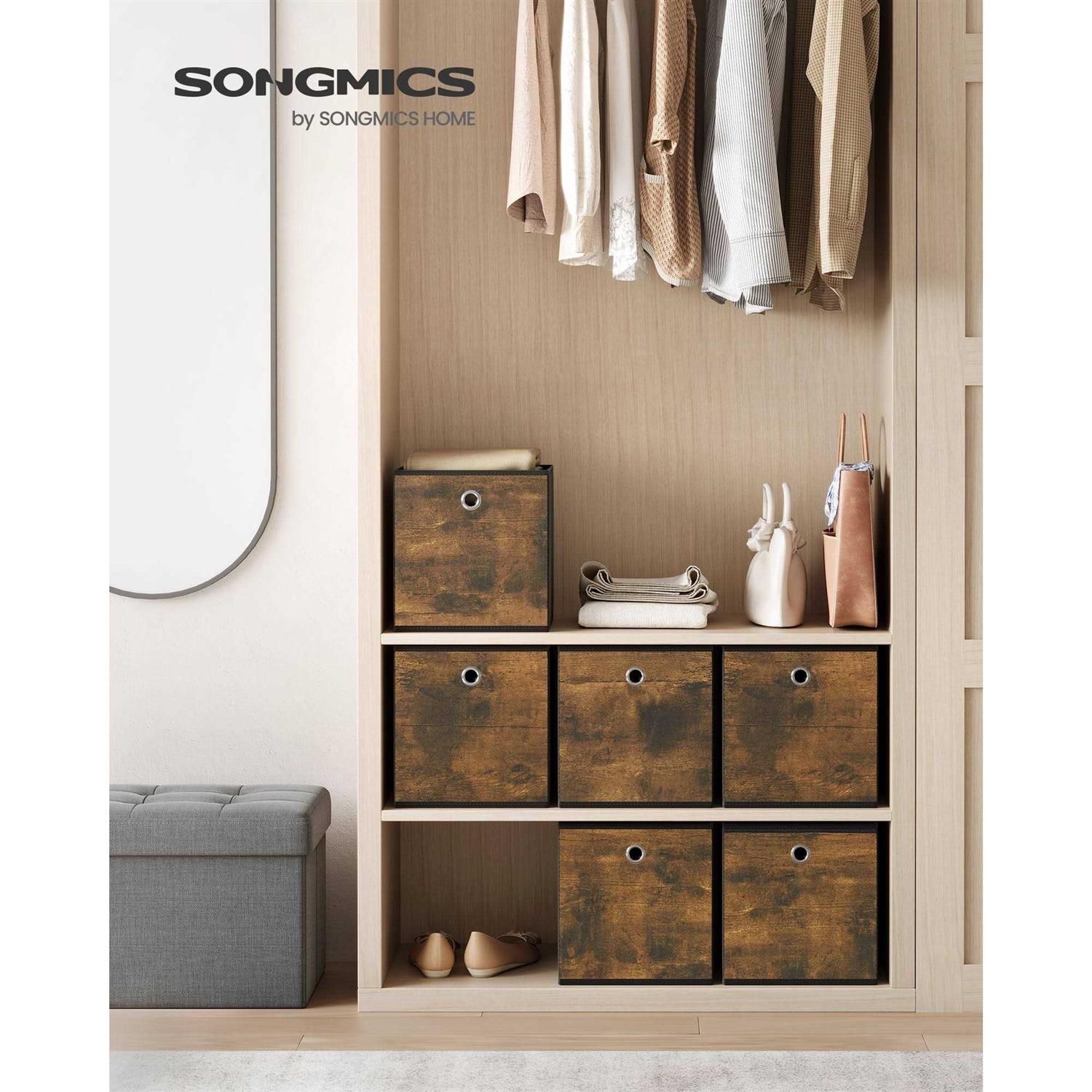 SONGMICS Set of 6 Brown & Black Folding Storage Box - Image 2