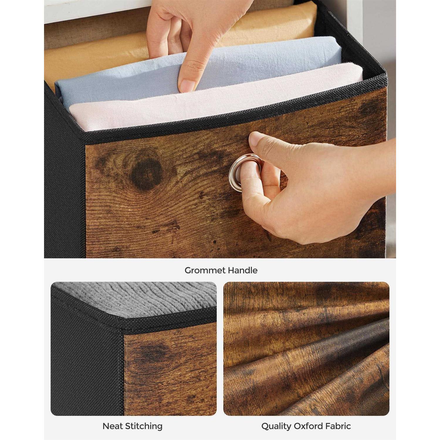 SONGMICS Set of 6 Brown & Black Folding Storage Box - Image 3