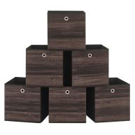 SONGMICS Set of 6 Brown & Black Folding Storage Box
