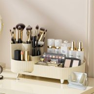 Rotating Makeup Organizer for Vanity,Large Spinning Capacity Cosmetic Display Case for Makeup Brushes,Lipsticks,Nail Care