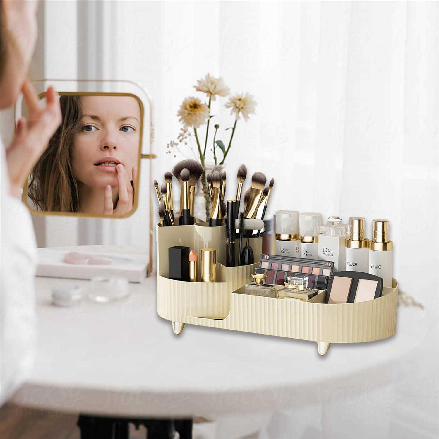 Rotating Makeup Organizer for Vanity,Large Spinning Capacity Cosmetic Display Case for Makeup Brushes,Lipsticks,Nail Care - Image 3