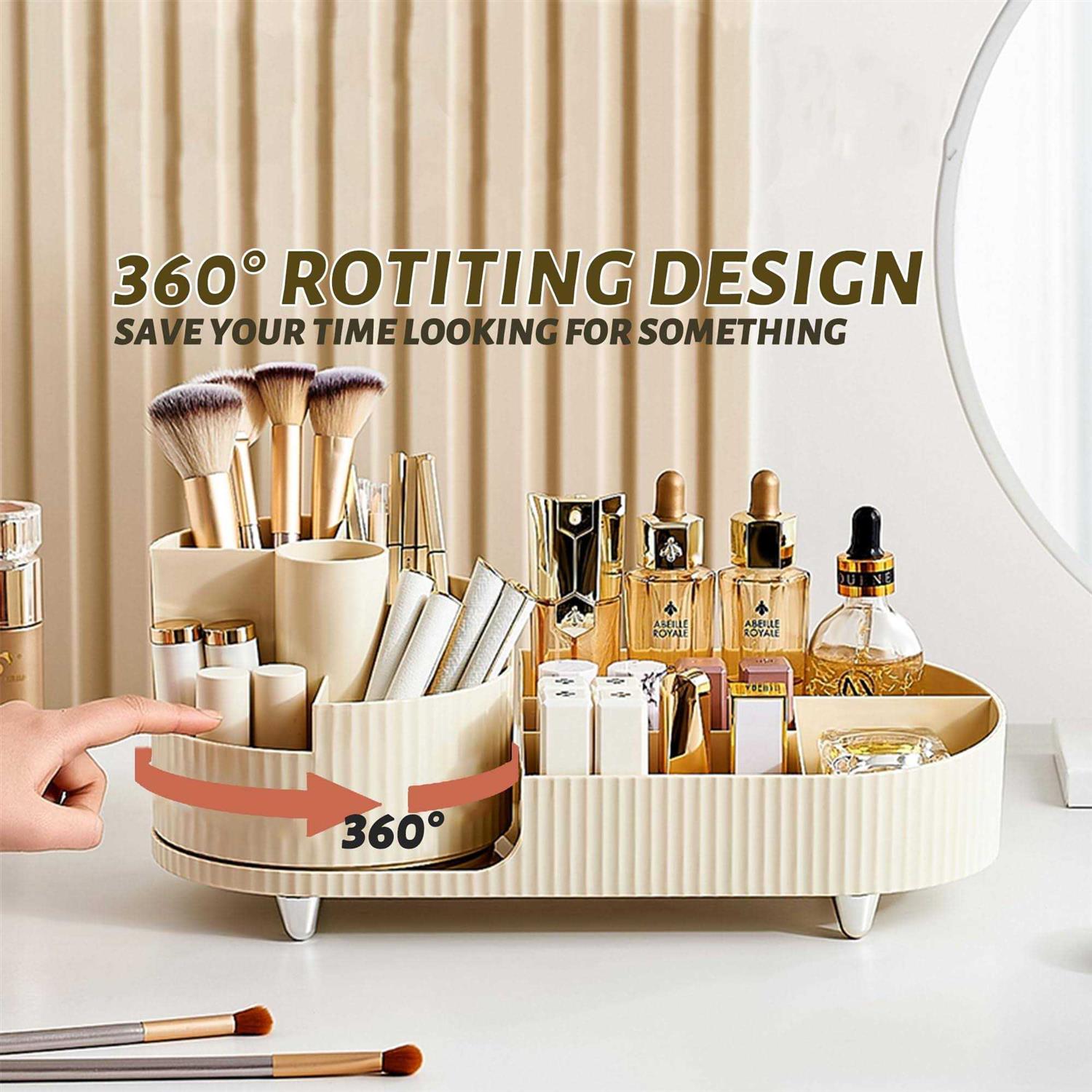 Rotating Makeup Organizer for Vanity,Large Spinning Capacity Cosmetic Display Case for Makeup Brushes,Lipsticks,Nail Care - Image 5